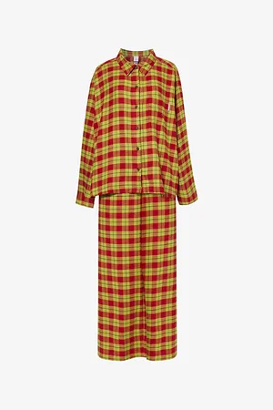 Savage X Fenty Womens Flannel Feels Check Cotton-Blend Pyjama Set Xxl