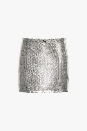 ROTATE Womens Bow-Embellished Fully-Lined Sequin Mini Skirt 6