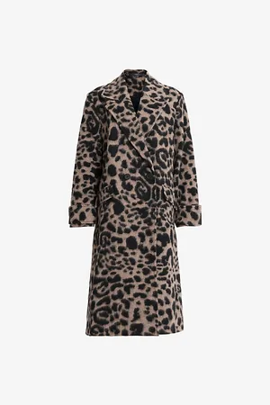 AllSaints Womens Mabel Leopard-Print Recycled Polyester-Blend Coat 6