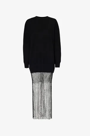 CHRISTOPHER ESBER Womens Macrame-Hem Relaxed Wool-Blend Maxi Dress M