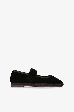 Flabelus Womens Mafalda Sethe Ruched-Strap Velvet Mary Jane Flats Eur 38/5 Uk Women