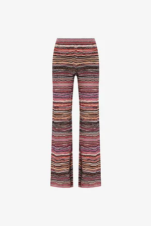Missoni Womens Striped Metallic-Weave Straight-Leg Mid-Rise Knitted Trousers 8
