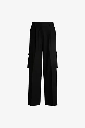 HUGO BOSS Womens Flap-Pocket Wide-Leg High-Rise Stretch-Woven Trousers 8