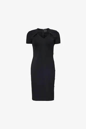 Givenchy Womens Buttons-Embellishment Short-Sleeves Stretch-Woven Blend Midi Dress 6