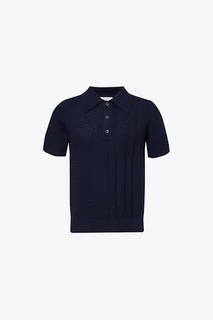 CHE Mens Santino Textured Regular-Fit Cotton-Knit Polo Shirt S