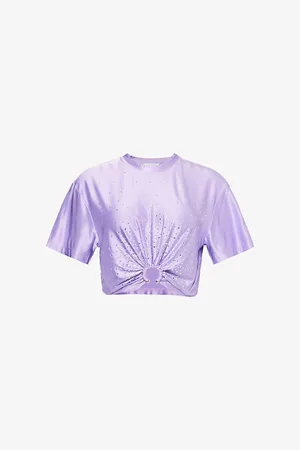 Paco rabanne Womens Crystal-Embellished Branded-Ring Stretch-Jersey Top Xs