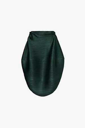 PLEATS PLEASE ISSEY MIYAKE Womens December Asymmetric-Hem Knitted Midi Skirt 1Size