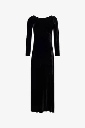RIXO London Womens Devina Open-At-Back Woven-Blend Maxi Dress 8