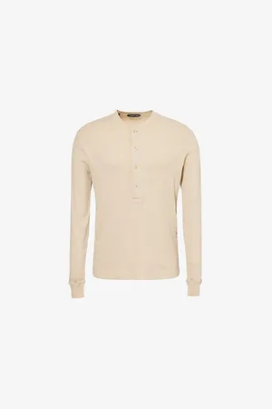 Tom Ford Mens Ribbed Long-Sleeve Cotton and Modal Henley Top 38
