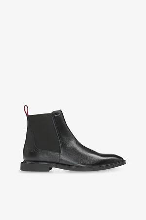 HUGO BOSS Mens Brand-Embossed Faux-Leather Chelsea Boots Eur 44 / 10 Uk Men
