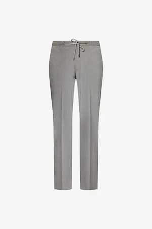 corneliani Mens Drawstring-Waist Straight-Leg Wool Trousers 38