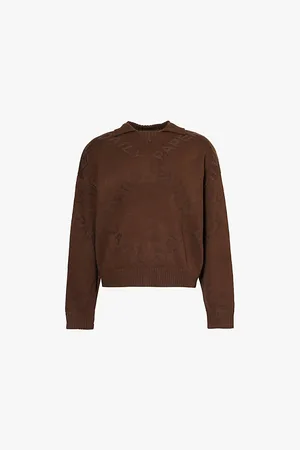 Daily paper Mens Diamond Intarsia-Branded Cotton-Blend Knit Jumper S