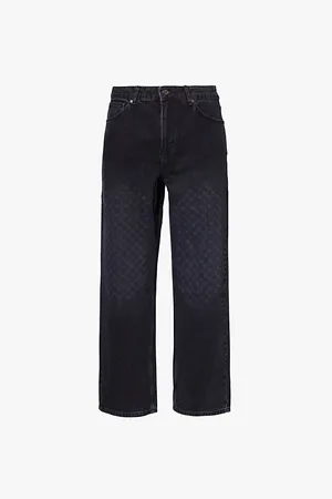 Daily paper Mens Amba Monogram-Print Straight-Leg Denim Jeans M