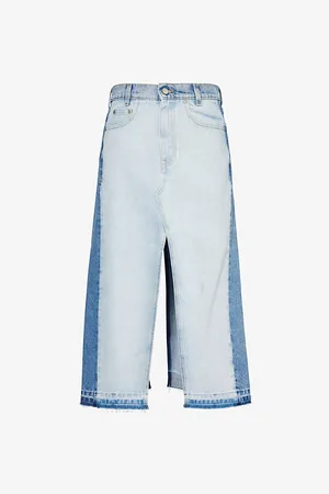 Stella McCartney Womens Mixed Split Denim Midi Skirt Xs