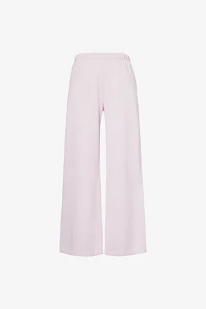 GOOD AMERICAN Womens Two-Slip-Pockets Brushed-Interior Wide-Leg High-Rise Cotton-Blend Jogging Bottoms Xs