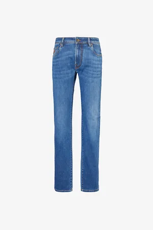 corneliani Mens Logo-Embroidered Slim-Leg Denim Jeans 30