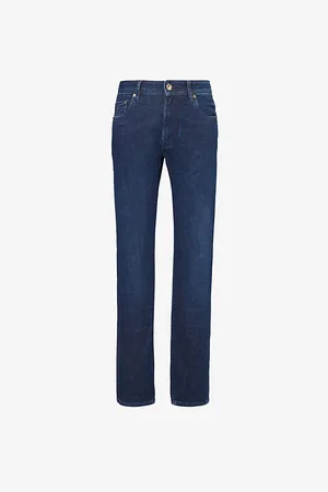 corneliani Mens Logo-Embroidered Slim-Leg Denim Jeans 30
