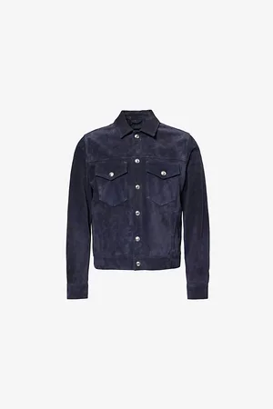 ELEVENTY Mens Regular-Fit Suede Trucker Jacket 42