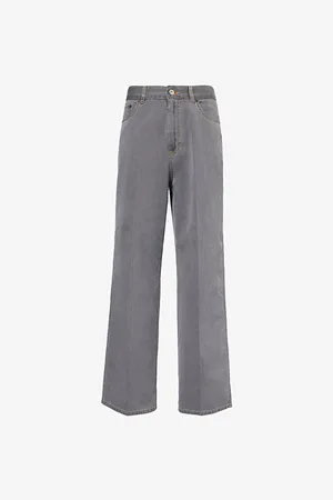 Miu Miu Womens Wide-Leg Embroidered-Branding Denim Jeans 24