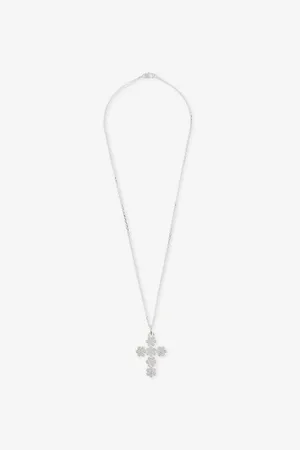 Hatton Labs Womens Bloom Cross-Pendant 925 Sterling Silver Necklace 18In