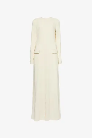Totême Womens Flap-Pockets Long-Sleeves Woven-Blend Maxi Dress 6