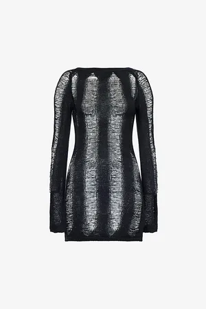 Jaded London Womens Open-At-Back Long-Sleeves Knitted Mini Dress S