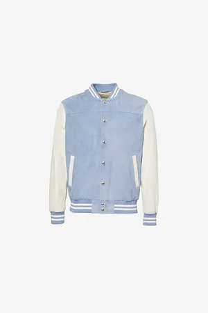 ELEVENTY Mens Contrast-Panel Leather Varsity Jacket 40