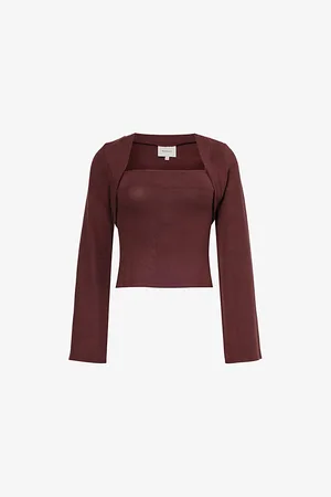 Reformation Womens Chloe Knit Lyocell and Cotton-Blend Shrug Set M