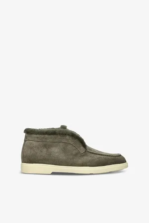 santoni Womens Fortune Embossed-Branded Suede Ankle Boots Eur 37 / 4 Uk Women