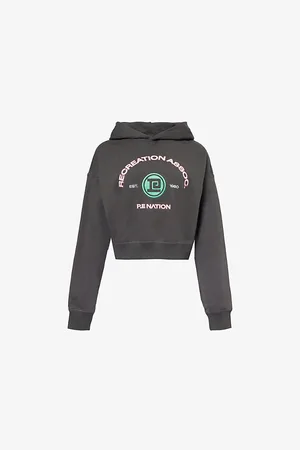 P.E Nation Womens Crescent Logo-Embroidered Cotton Hoody Xs