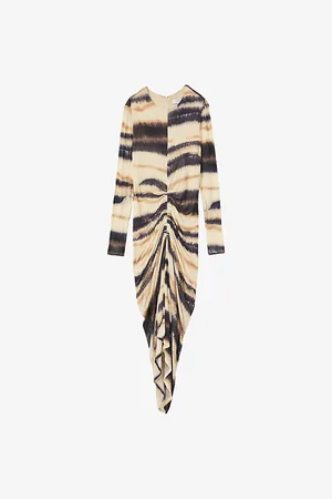 Reiss Womens Georgia Printed Rushed Stretch-Jersey Midi Dress 4