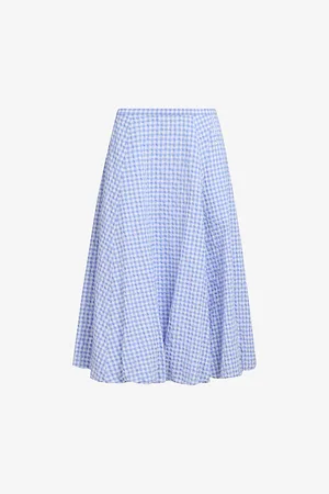 Marni Womens Seersucker Checked-Pattern Woven Midi Skirt 8