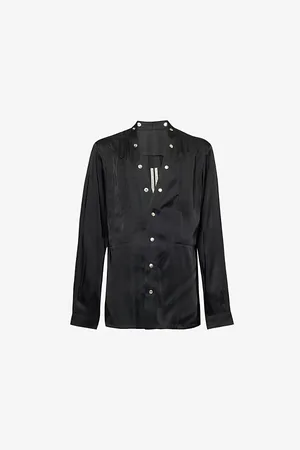 Rick Owens Mens Larry Fogpocket V-Neck Relaxed-Fit Woven-Blend Shirt 36