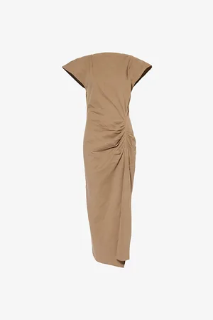 Isabel Marant Womens Nadela Pleat-Waist Sleeveless Cotton-Jersey Maxi Dress 6