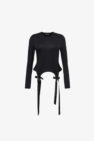 Simone Rocha Womens Easy Bow-Embellished Stretch-Jersey Top Xs