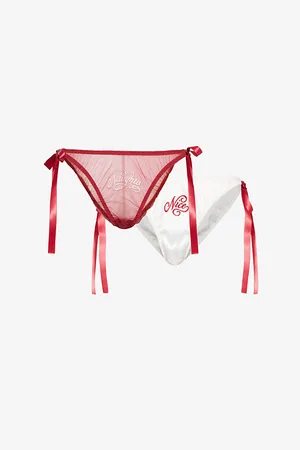 Savage X Fenty Womens Flirty & Wordy Pack Of Two Bikini Sheer Briefs Xs