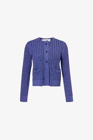 J.W.Anderson Womens Round-Neck Cropped Cotton-Blend Cardigan Xs