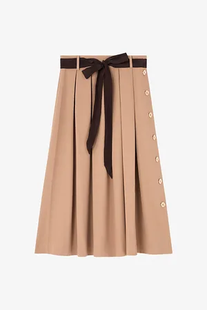 LK Bennett Womens Joel Pleated Stretch-Woven Midi Skirt 8