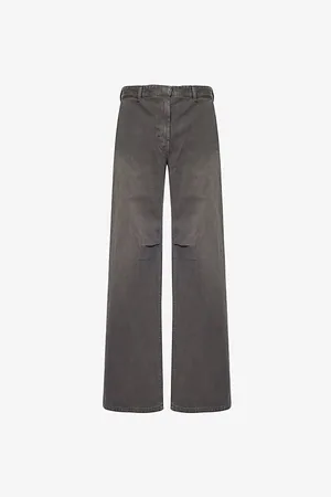 Entire Studios Mens Brand-Patch Two-Slip-Pockets Wide-Leg Relaxed-Fit Denim Jeans S