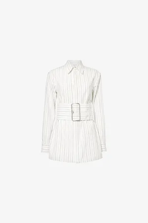 Burberry Womens Stripe Long-Sleeve Cotton Shirt Dress 6