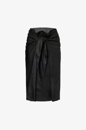 Rick Owens Womens Strutter Panels Leather Midi Skirt 8
