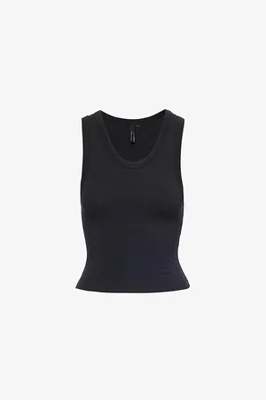 Entire Studios Womens Cropped Scoop-Neck Stretch-Cotton Tank Top Xxs