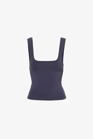 Entire Studios Womens Square-Neck Stretch-Cotton Tank Top Xxs