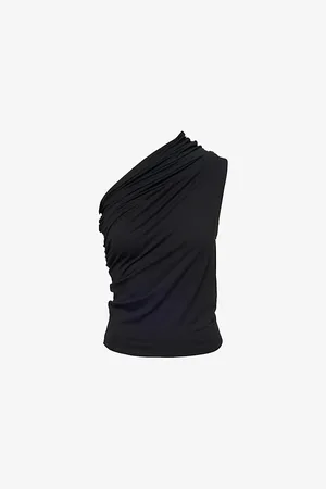 Entire Studios Womens Pillar One-Shoulder Ruched Stretch-Jersey Top Xs
