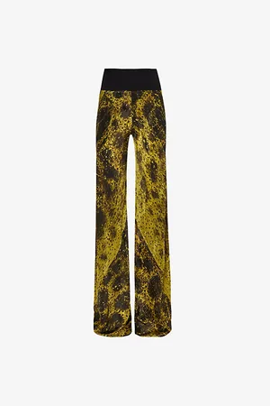 Rick Owens Womens Bias Abstract-Print Straight-Leg Mid-Rise Woven Trousers 10