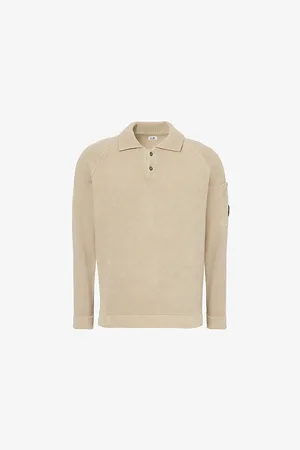C.P. Company Mens Chenille Knitted Cotton Polo-Shirt M