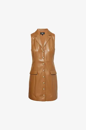 Paige Womens Graciella Sleeveless Faux-Leather Mini Dress 6