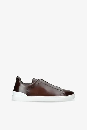 Ermenegildo Zegna Mens Triple Stitch Panelled Leather Low-Top Trainers Eur 41 / 7 Uk Men