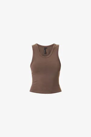 Entire Studios Womens Cropped Scoop-Neck Cotton-Jersey Tank Top L