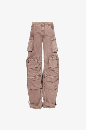 The Attico Womens Cargo-Pocket Wide-Leg Cotton Trousers 25